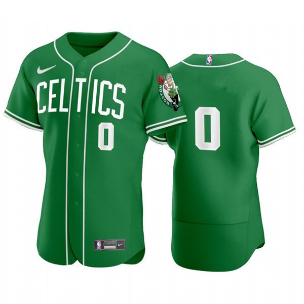 Mens Celtics Jayson Tatum No Name NBA X MLB Crossover Flex Baseball Jersey