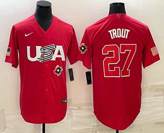 Any size USA Baseball Mike Trout 2023 Red World Baseball Classic Stitched Jersey