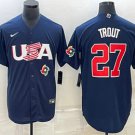Any Size USA Baseball Mike Trout 2023 Navy World Baseball Classic Stitched Jersey