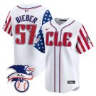 Men's Cleveland Guardians Shane Bieber White 2024 Fourth Of July Vapor Premier Jersey