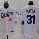 Men's Los Angeles Dodgers Mike Piazza Number White Flex Base Stitched Jersey