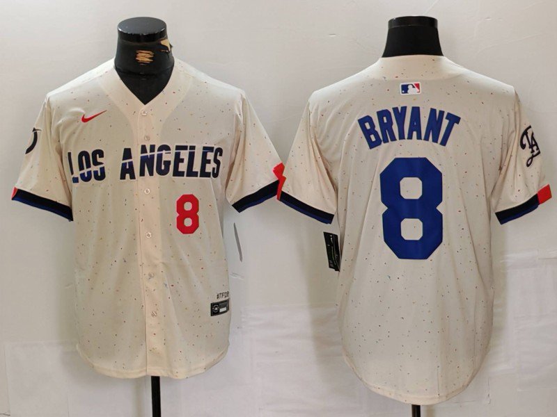 Any Size Los Angeles Dodgers Kobe Bryant Number Cream Blue 2024 City Jersey