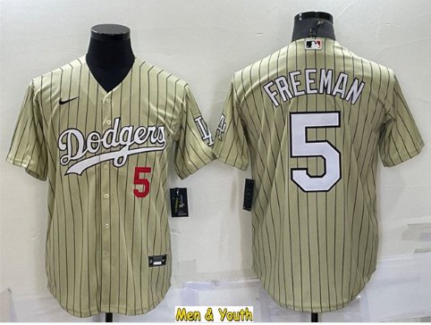 Men's Freddie Freeman Dodgers Jersey Gold Pinstripe CoolBase League