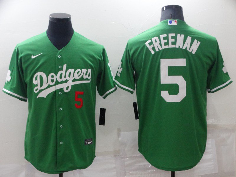 Men's Dodgers Freddie Freeman St Patrick's Day 2021 Mexican Jersey Green