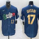Men's Los Angeles Dodgers Shohei Ohtani Number Mexico Blue Gold Pinstripe Jersey