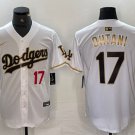 Men's Los Angeles Dodgers Shohei Ohtani Number White Gold Fashion Stitched Jersey