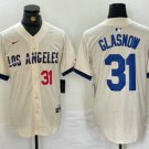 Any Size Los Angeles Dodgers Tyler Glasnow Number Cream Blue 2024 City Jersey