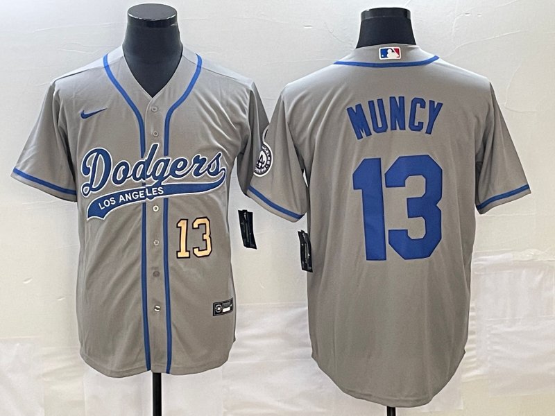 Men's 2023 Dodgers Max Muncy grey Cool Baseball Jersey
