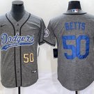 Any Size Dodgers Mookie Betts Grey Gridiron Cool Baseball Jersey