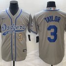 Men's 2023 Dodgers Chris Taylor grey Cool Baseball Jersey 1