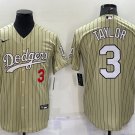 Men's Los Angeles Dodgers Chris Taylor Number Cream Pinstripe Stitched Cool Base Jersey