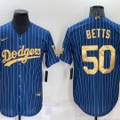 Men's Dodgers Mookie Betts Throwback Jersey Blue Strip