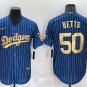Men's Dodgers Mookie Betts Throwback Jersey Blue Strip