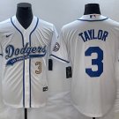 Men's 2023 Dodgers Chris Taylor White Cool Baseball Jersey 1