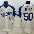 Men's Los Angeles Dodgers Mookie Betts White Blue Vin Patch Cool Base Jersey