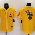 Men's Oakland Athletics Blank Yellow Team Big Logo Cool Baseball Jersey