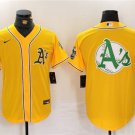 Men's Oakland Athletics Yellow Team Big Logo Cool Stitched Baseball Jersey