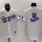 Men's Kansas City Royals White Blank Team Big Logo Cool Base Stitched Jersey