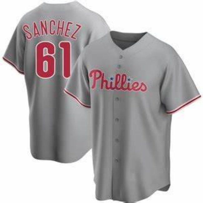 Any size Philadelphia Phillies Cristopher Sanchez Gray Cool Baseball Jersey