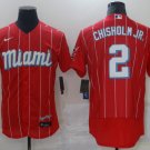 Mens Marlins Jazz Chisholm Jr. city Flex base jersey red