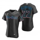 Mens Miami Marlins Sandy Alcantara Flex Base Jersey Black