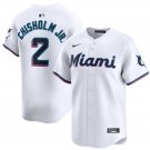 Mens Womens Youth Marlins Jazz Chisholm Jr. 2024 Home Cool Base Jersey White