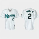 Mens Miami Marlins Jazz Chisholm Jr. White Teal Pinstripe 30th Anniversary Retro Jersey