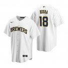 Any size Brewers keston hiura cool base jersey white