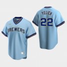 Men's Milwaukee Brewers Christian Yelich Powder Blue Road Cooperstown Collection Jersey