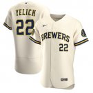 Mens Brewers Christian Yelich flex base jersey cream
