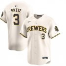 Men's Milwaukee Brewers Joey Ortiz Cream 2024 Home Limited Baseball Stitched Jersey