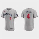 Mens Minnesota Twins Carlos Correa 2023 Gray Pinstripe Authentic Player Jersey