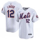 Men's New York Mets Francisco Lindor White 2024 Home Stitched Jersey