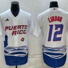 Men's Puerto Rico Baseball Francisco Lindor 2023 White World Classic Jersey