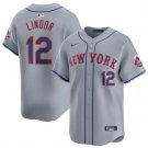 Men's New York Mets Francisco Lindor 2024 Gray Away Stitched Jersey