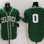 Mens Celtics Jayson Tatum Name NBA X MLB Crossover Baseball Jersey Green