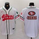 Men's San Francisco 49ers Team Big Logo White With Patch Cool Baseball Jersey