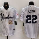 Men's New York Yankees Juan Soto White Pinstripe Fashion Cool Base Jersey