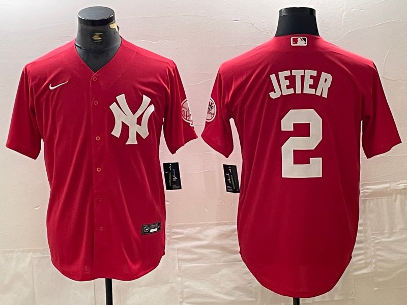 Men's New York Yankees Derek Jeter Red Fashion Cool Base Jersey
