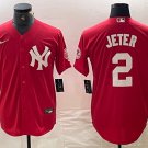 Men's New York Yankees Derek Jeter Red Fashion Cool Base Jersey