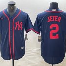 Men's New York Yankees Derek Jeter Navy Red Fashion Cool Base Jersey
