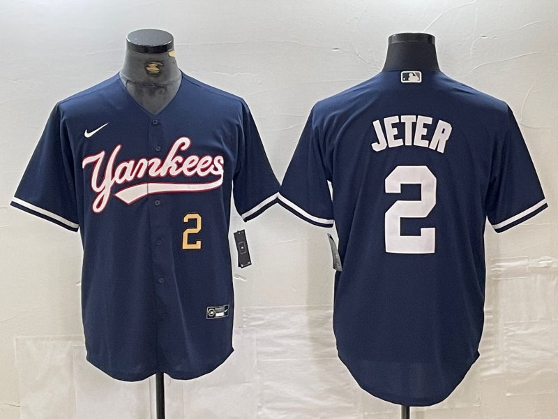 Any size New York Yankees Derek Jeter Number Navy Cool Base Stitched Baseball Jersey