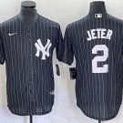 Men's Yankees Derek Jeter Cool Baseball Pinstripe Jersey Black