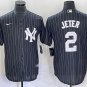 Men's Yankees Derek Jeter Cool Baseball Pinstripe Jersey Black