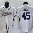Mens & Youth 2023 Yankees Gerrit Cole Cool Baseball Jersey White