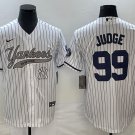 Men's 2023 Yankees Aaron Judge Cool Baseball Jersey White Pinstripe