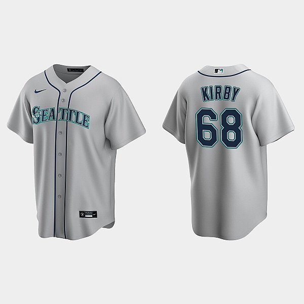 Any Size Seattle Mariners George Kirby Grey Alternate Cool Base Jersey