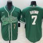 Men's Boston Celtics #7 Jaylen Brown Green With Patch Cool Baseball Jersey