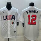 Any Size USA Baseball Kyle Schwarber 2023 White World Baseball Classic Jersey