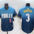 Any Size Philadelphia Phillies Bryce Harper Number Blue 2024 City Connect Jersey